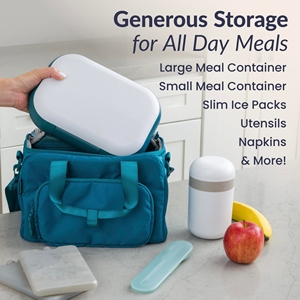 Pranzo isolato borsa <span class=keywords><strong>ExtraLarge</strong></span> capacità per adulti borsa da pranzo con tracolla vano esterno - Product Image 6