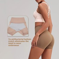 Shorts de yoga taille haute pour femme en Spandex/Nylon à séchage rapide, couleur unie, anti-plis, élastiques, effet ventre plat et rehausseur de hanches, ODM XXL En stock