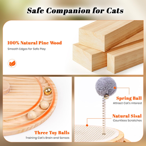 Eco-Friendly RuiFan Cat Scratcher Sisal <b>Scratching</b> <b>Pad</b> Modern Wood Toy Interactive Ball Spring Mental Physical Exercise - Product Image 5