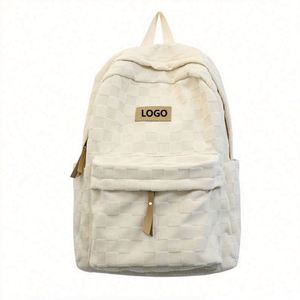 Trendy Casual Plaid <b>Backpack</b> for High School Teenage Girls Fashionable School Bag Nylon Lining Zipper Closure Anti-Theft Feature - Product Image 1