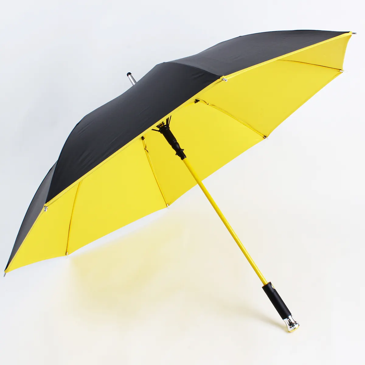 Payung Lurus Golf dengan Gagang Kristal Berlian Payung Bingkai Serat Warna-warni Hujan dan Matahari