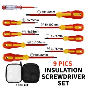 Set di 9 <span class=keywords><strong>Cacciaviti</strong></span> Isolati, Kit di Riparazione per Elettricisti e Ferramenta, <span class=keywords><strong>Cacciaviti</strong></span> a Testa Piatta e Phillips - Product Image 2