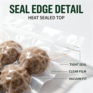 Food Grade Vacuum Sealer <b>Bag</b> 3 Side Seal Pouch Transparent PE Packaging <b>Bag</b> for Meatball Food Storage - Product Image 2