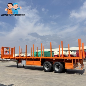 Camion semi-<span class=keywords><strong>remorque</strong></span> à lit plat de transport de conteneurs 40 pieds 2 essieux 50 tonnes avec instrumentation et cadre de bâche - Product Image 1