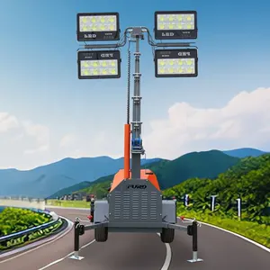 4x200W 400W 1000W remolque portátil haluro de metal torre de iluminación móvil generador diesel torre de iluminación para sitio de construcción