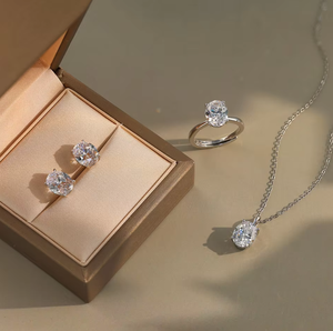 奢华女士 D 色 VVS 莫桑石单石吊坠项链，925 纯银材质 - Product Image 1