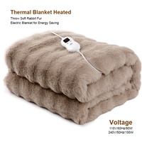 2025 couverture chauffante électrique de luxe Double couche fausse fourrure de lapin Super doux confortable et lavable couverture électrique matelassée