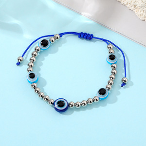 Handmade Woven Glass <b>Adjustable</b> <b>Bracelet</b> With Evil Eye Design Mixed Colors Unisex Jewelry Gift Style 1 2 3 - Product Image 3