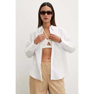 Camisa de Popelina de Corte Regular para Mujer Mango, Blusa Blanca Minimalista con Botones para Uso Diario - Product Image 3