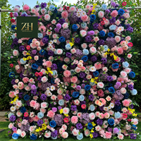 Mur de fleurs 8x8 pieds, toile de fond 3D, fleurs artificielles en tissu rose rouge, mur de fleurs suspendues pour la décoration de mariage, d'anniversaire ou d'événement
