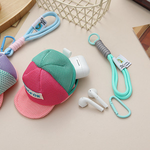 Sáng Tạo Đầy Màu Sắc Lưới Mini Cap Coin Purse Móc Khóa Du Lịch Lưu Trữ Túi Tai Nghe Trường Hợp Mini Hip Hop Hat Keychain - Product Image 2