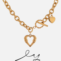 Collier pendentif cœur romantique plaqué or pour femme XY 1512, collier en acier inoxydable pour femme