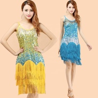 Bestdance Latin Salsa Tango Chacha Ballroom Competition Robe de danse à pompons à paillettes Tenue Robe latine avec frange
