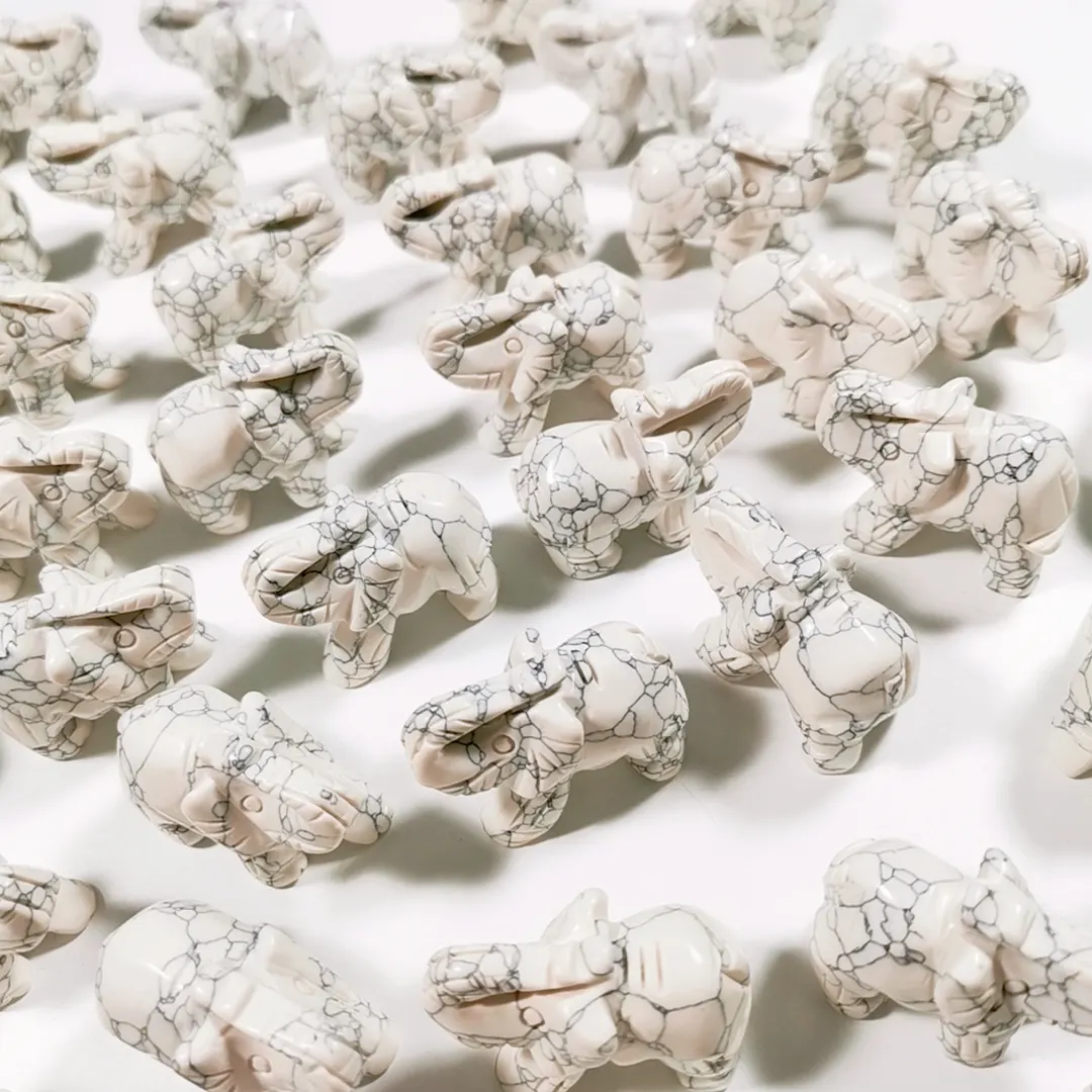 Taşlar taş kaya kristal oyma Howlite fil hediye ve tatil dekorasyon için