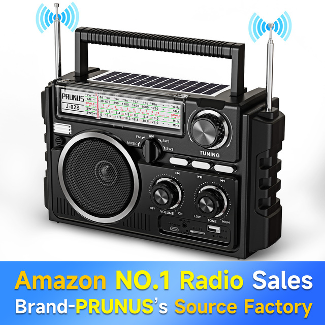 Dual Antenna Portable Radio BYS MP3 Player 4 Band FM AM SW Wireless Speaker Solar Charging D Battery USB Drive TF Card