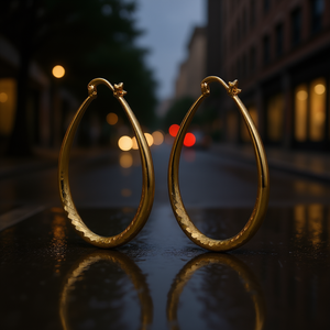 Boucles d'oreilles créoles dorées E4491 en alliage de zinc, style classique, bijoux de mode unisexe - Product Image 2