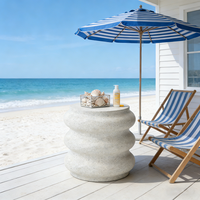Table d'appoint en résine style terrazzo à bulles - Peinte à la main, style vacances à la plage et à la piscine - Table d'appoint avec design à bulles