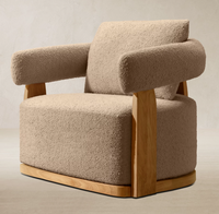 Fauteuil pivotant d'extérieur LUXORA moderne en teck Kavala, résistant aux intempéries, pour hôtel et jardin