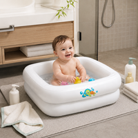 Baignoire gonflable carrée pour bébé, légère et portable en PVC, pour douche de bébé, vente en gros