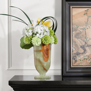 Jarrón de Mármol Natural Estilo Chino, Cilíndrico, para Arreglos Florales, Decoración para el Hogar, Adorno para Sala de Estar, Entrada, Vestíbulo de Hotel - Product Image 4