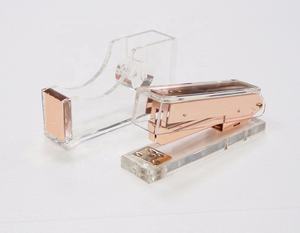 Huishen — ensemble de papeterie de bureau de luxe, <span class=keywords><strong>agrafeuse</strong></span> en acrylique transparent, en métal doré rose - Product Image 5