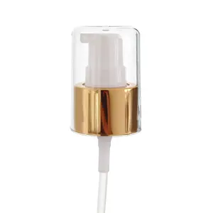 Bomba de alumínio para tratamento de loção, bomba de alumínio luxuosa de ouro e prata para tratamento cosméticos, dispensador de essência de bomba, 24mm, 24/410