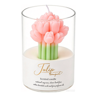 Lilin Aromaterapi Wangi Bunga Tulip Personalisasi dalam Cangkir, Lilin Kedelai dalam Kotak Hadiah untuk Hari Valentine