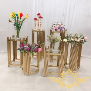 ขาตั้งท่อสแตนเลสทรงกลมแบบคลาสสิกที่ทันสมัยสำหรับเค้กแต่งงานเฟอร์นิเจอร์ตามโอกาส - Product Image 3