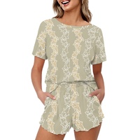Produits tendance Ensemble de vêtements à manches courtes Puakenikeni Flower Lei Print Summer Home Suit