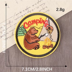 도매 기계 수 놓은 7cm 원형 야외 캠핑 시리즈 의류 모자 및 가방 장식 패치에 철 - Product Image 5