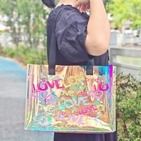 Sac fourre-tout en PVC holographique écologique de haute qualité avec impression de logo personnalisée en gros