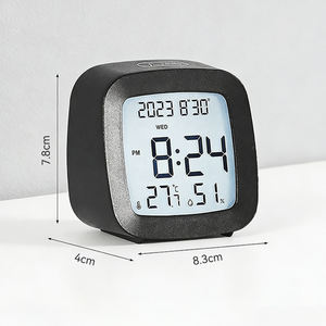 เครื่องวัดอุณหภูมิและความชื้นดิจิตอลแบบมีไฟพื้นหลัง พร้อมนาฬิกาปลุก ไฮโกรมิเตอร์ เครื่องบันทึกข้อมูลการหมักปุ๋ยขนาดเล็ก  เซ็นเซอร์วัดอุณหภูมิและความชื้นแบบมินิ - Product Image 2