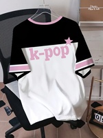 Ensemble décontracté deux pièces K-pop pour filles, color-block, respirant, en softshell, t-shirt à manches courtes et short, uniforme scolaire, sportif d'été