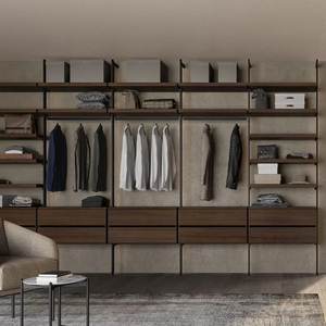 Rouleau personnalisé Walk-in Fermé Cadre en plomb avec noyer Canaletto/étagères en bois peint au plomb Boîtes de rangement réglables <span class=keywords><strong>Colonne</strong></span> Armoire - Product Image 4