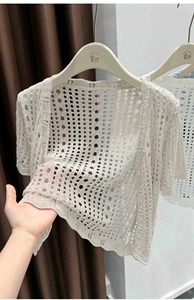 2025 nuovo Design Cardigan in maglia sottile traforata giacca da donna scialle maglieria stile spiaggia - Product Image 4
