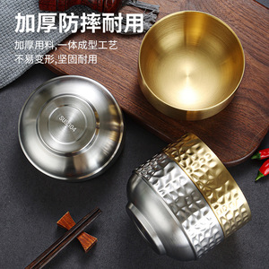 Korean Style Stainless Steel Double Layer Bowl Gold Color Cold Noodle Rice Soup Bowl Home Use - Product Image 3
