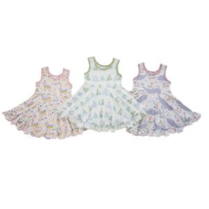 新しい夏の服高品質ベビー回転ドレスカスタムプリント女の子フロックデザインパーティードレス幼児OEMサービス - Product Image 3