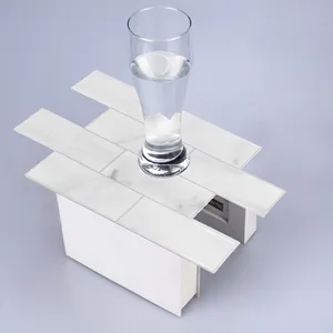 3D 화이트 대리석 효과 비닐 디자인 자기 접착제 벽지 주방 욕실 방수 벽 타일
