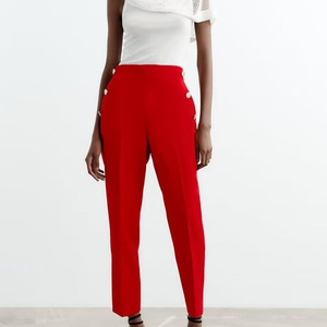 Pantaloni HanOu donna 2022 estate nuovi prodotti stile europeo e americano moda retrò All-match pantaloni Casual a vita alta - Product Image 2