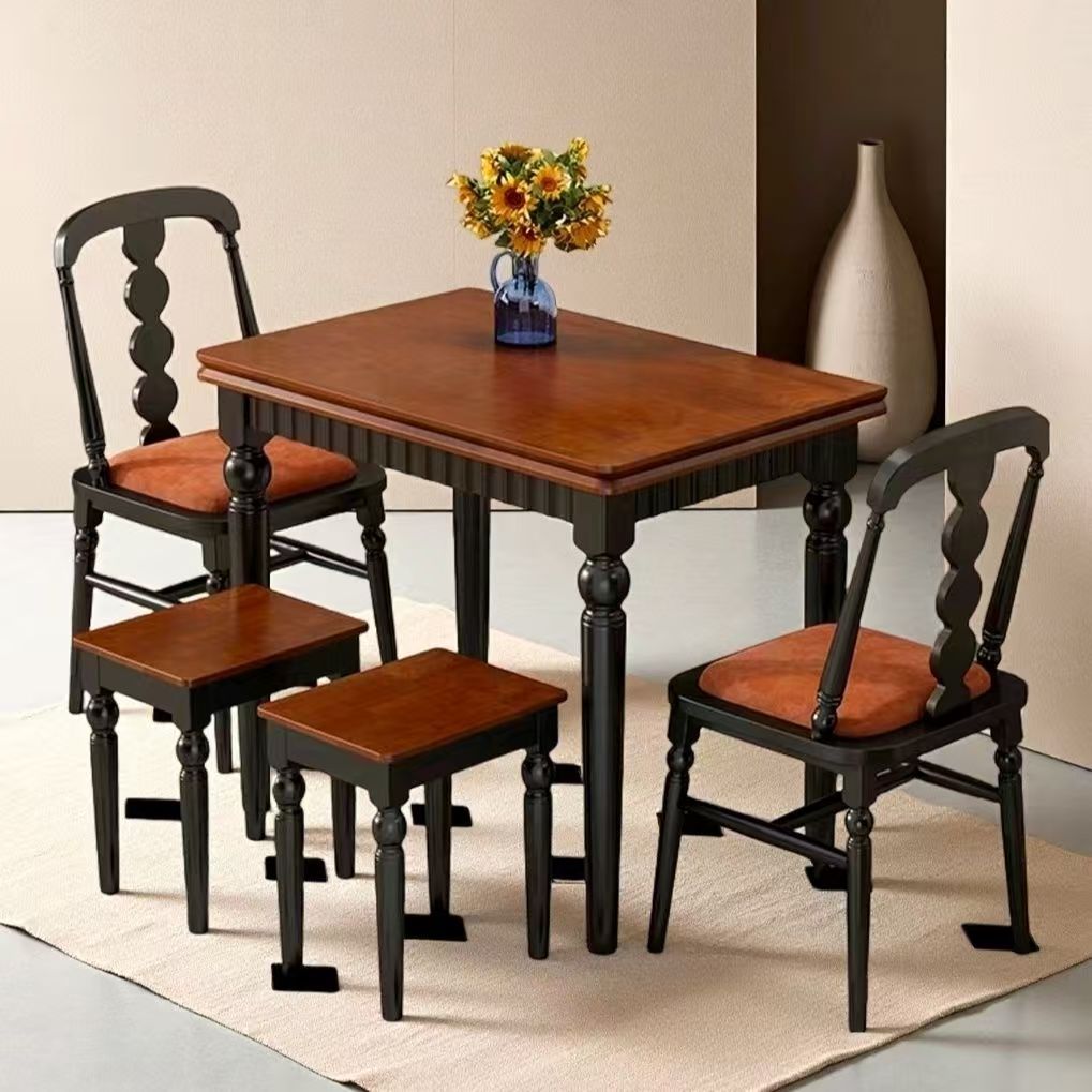 [1 table, 2 Diane chairs, 2 stools] Two-tone color scheme