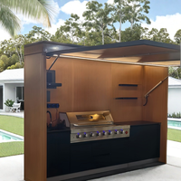 2025 nouveauté moderne en acier inoxydable extérieur armoires de cuisine gaz barbecue avec hauteur réglable hangar Barbecue four