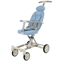 Poussette bébé pliable légère 4 en 1 en tissu avec cadre en alliage d'aluminium et PU pour 0-3 ans