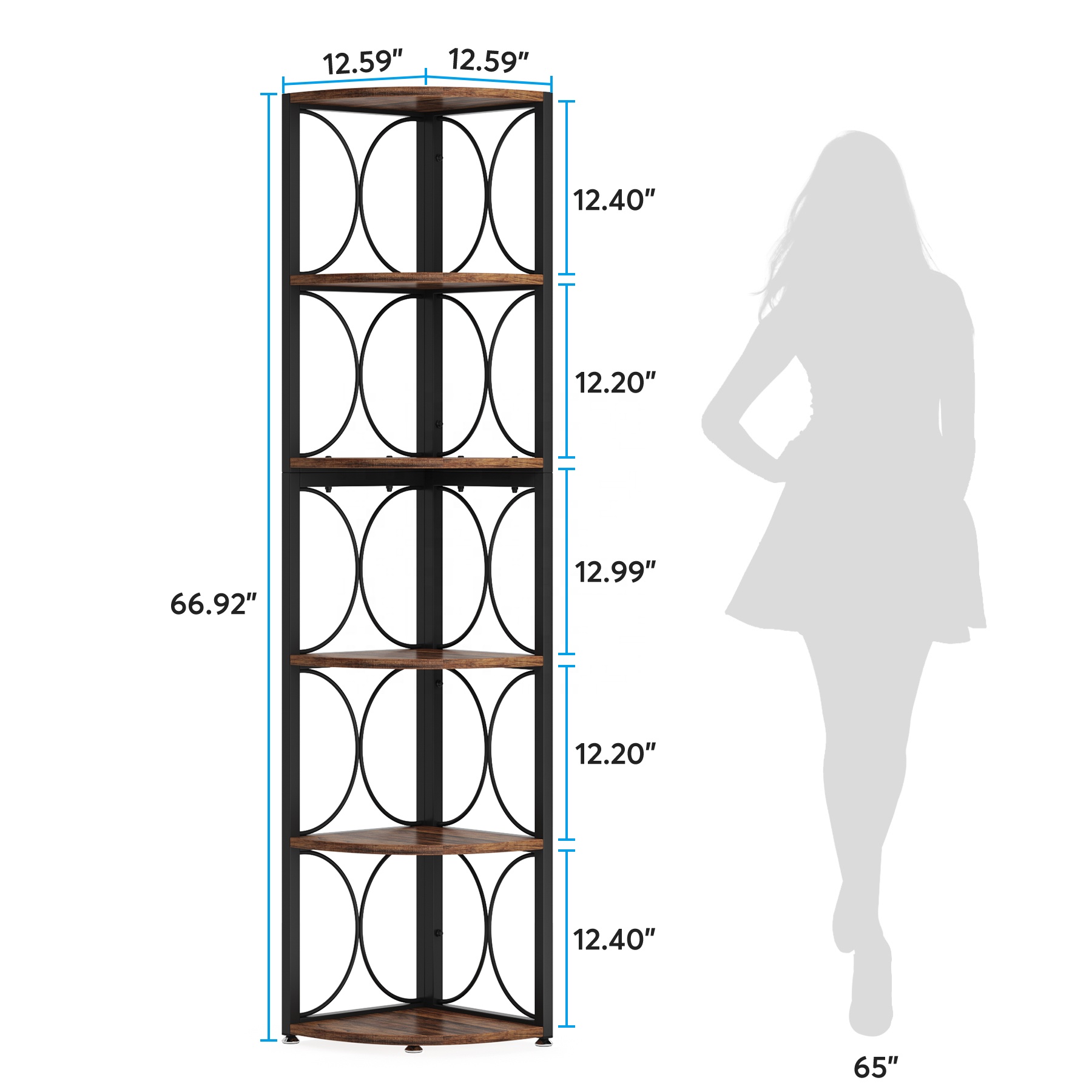 Libreria Angolare Moderna in Legno, Scaffale per Soggiorno, Camera da Letto e Sala da Pranzo