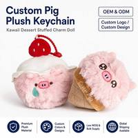 Porte-monnaie en peluche cochon en forme de dessert, sac moelleux, breloque, pochette zippée, porte-clés, OEM ODM, fabricant en gros sur mesure