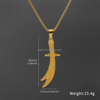 Pendentif Épée Scimitar Zulfiqar en Acier Inoxydable, Amulette Islamique Imam Ali Chia Ramadan Coran, Collier Bijou de Mode Personnalisé
