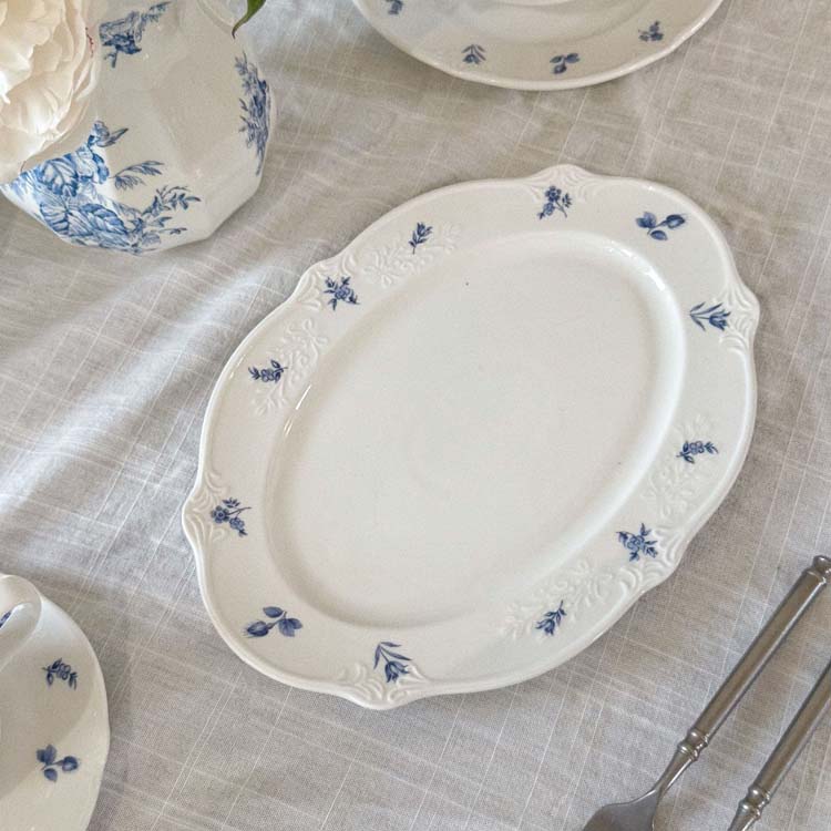 Assiette ovale bleue de 12 pouces