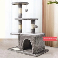 Tour pour chat classique de 80 cm avec maison en peluche amovible douce pour la peau, balles de jeu et base robuste anti-basculement pour chats d'intérieur