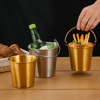 Seau à glace en acier inoxydable 304 de qualité alimentaire, style coréen, pour bière, vin, snacks, frites, fêtes et bars
