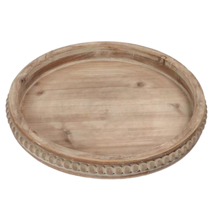 Bandeja de Servir Geométrica Multifuncional con Diseño Horizontal de Cuentas de Madera, Hecha a Mano, Estilo Rústico Tradicional, Plato Decorativo - Product Image 1