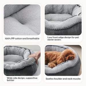 Sofa anjing ortopedi mewah tempat tidur anjing kecil sedang besar persegi panjang bulu anjing kucing tahan lama dapat dicuci lembut penghangat tidur menenangkan - Product Image 3